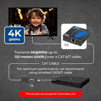 OREI Receiver only for EX-500-K 4K HDMI Extender Over IP CAT6 by One to Many Upto 400 Feet, Send to Multiple Location Over 1G Switch (EX-500-RX)