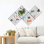 Feadily 4 Pack Metal Grid Wall Board, Photos & Pictures Display Board, DIY Home & Office Wall Decor, 13.8 Inch 13.8 Inch (Black)