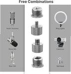 IXTECH Mic Stand Adapter Set 8 pieces Metal Microphone Stand Screw Thread Adapter 5/8 Female to 3/8 Male 3/8 Female to 5/8 Male 5/8 Female to 1/4 Male 1/4 Female to 5/8 Male Tripod Adapter ADP01A Slvr