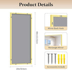 Gold Bathroom Mirror for Wall, 20x48 Inch Rectangle Mirror with Metal Frame, Modern Vanity Mirrors for Bathroom Living Room, Entryway Hangs Horizontal or Vertical