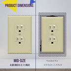 ENERLITES Duplex Receptacle Outlet Wall Plate, Electrical Outlet Cover, Gloss Finish, Mid-Size 1-Gang 4.88" x 3.11", Unbreakable Polycarbonate Thermoplastic, UL Listed, 8821M-I-10PCS, Ivory, 10 Pack