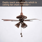 Patelai 4 Pieces Ceiling Fan Pull Chain Extender Ornament 12 Inch Ceiling Pull Chain Extension Classic Drop Shaped Pendant Beaded Ball Cord for Fan light lamp decorative with Connector(Red Bronze)