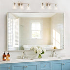36x55 inch Bathroom Mirror, Silver Rectangle Mirror with Thin Metal Frame, Large Rectangular Wall Mirrors for Bathroom, Living Room, Big Mirror Hang Horizontal/Vertical