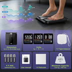 LVPIMAN Smart Scale for Body Weight and Fat,BMI,Muscle Mass 57 Body Composition Measurement,8 Electrodes Digital Bathroom Scale,with 5.25-inch VA Color Screen on Retractable Handle,485lbs