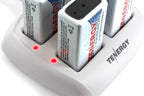 Tenergy TN136 Smart 9V 4-Bay Battery Charger for Rechargeable NiMH 9 Volt Batteries
