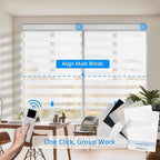 COOLWINDS Motorized Zebra Blinds for Windows Cordless Electric Curtains with Remote Control Blackout Shades Custom Smart Blinds Compatible with Alexa Google Home?Febric Color Swatches?