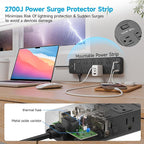 Solidock Flat Plug Power Strip Surge Protector with 20 AC Outlets 6 USB Ports, 1875W/15A, 2700 Joules, 6 Ft Heavy Duty Extension Cord with Multiple Outlets for Home, Office, Dorm, Gaming,ETL Listed