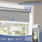 Motorized Roller Blinds with Remote Control & Solar Panel - 100% Blackout Smart Blinds, Automatic, Cordless, Electric Shades - Compatible with Alexa - Grey, 46" W x 72" H