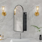 16 x 32 Black Bathroom Medicine Cabinet with Mirror,Arched Medicine Cabinet with Mirror,Assembly Required,Bathroom Mirror with Storage,Wall Mounted Medicine Cabinets with Adjustable Shelves