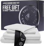 THE LAD COLLECTIVE 3.0 Queen Bedding Set - Queen Bedding Sets - 4-Piece Bedset w/Fitted Sheet, Top Sheet & 2 Standard Pillowcases [Duvet Not Included] - Bamboo-Cotton - Malibu White [White]