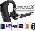 MQQC Bluetooth Headset V5.0, Wireless Bluetooth Earpiece 24Hrs HD Calling,CVC8.0 Dual Mic Noise Cancelling, Hands-Free Bluetooth Earphone for Driving/Business/Office