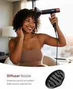 MESCOMB Travel Hair Dryer with Diffuser, 1875W Dual Voltage Ionic - Fast Drying & Frizz Control for Thick/Curly Hair, Lightweight Low Noise for Hotels/Apartments/Home Use, Worldwide Travel (110-240V)