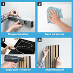 Art3d 2-Pack Acoustic Wood Slat Wall Panel with Roll-Flat Design - 95.3 x 23.8 Inch Sound Absorbing Panels for Living Room Columns Corridor Curved Wall Decor, Blackwood