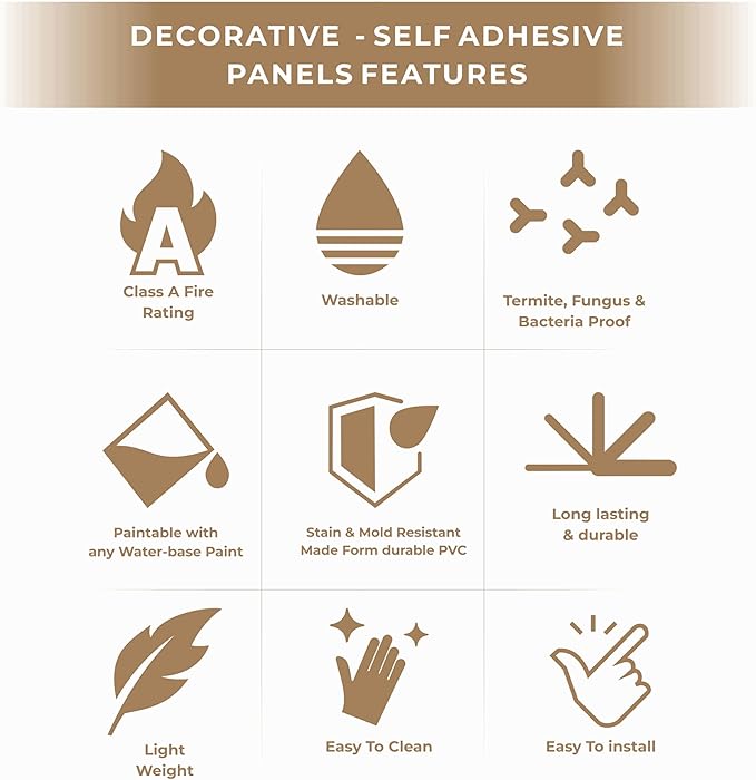 From Plain To Beautiful In Hours 9002 Arc Swell PVC 12 in x 12 in Peel and Stick Wall Panels (Covers / 10 sq.ft), Brown Candy, 10 Piece
