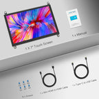 HAMTYSAN 7 Inch Raspberry Pi Screen Touchscreen Monitor 1024x600 Small HDMI Monitor w/Dual Speakers IPS Screen Display for Raspberry Pi 4/3/2 Win 11/10/8/7 Jetson Nano, Free Driver