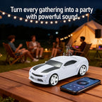 WSTER WS-592 Supercar Design Bluetooth Replica Speaker – Portable Car Model Wireless Speaker with TWS Stereo, FM Radio, LED Party Lights, USB/TF Playback, Hands-Free Calling, Microphone(White)