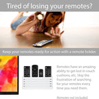 TotalMount Hole-Free Remote Holder – Eliminates The Need to Drill Holes in Your Wall (Premium White – Modern Design for 3 or 4 Remote Controls)