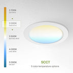 ASD 1 Pack 8 Inch LED Recessed Light 20W, 5 CCT 2700K-5000K CRI90+, IC Rated Ultra Thin Dimmable Ceiling Lights with J Box, Canless Wafer Downlight, Round Slim Panel Lighting, UL Listed, White
