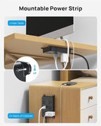 TROND Power Strip Surge Protector, 5 Widely-Spaced Outlets with 2 USB A and 2 USB C, ETL Listed, Wall Mountable, Flat Plug 5ft Extension Cord, 1300J, 14AWG Heavy Duty, for Office Kitchen, Black