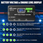 SOLPERK MPPT 10A 12V Solar Charge Controller with LCD Display, Solar Panel Charge Controller with Type-C and USB Output for Solar Panel Regulator Gel AGM Lead-Acid Lithium LiFePO4 Battery