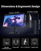 KTC 27 Inch 4K Gaming Monitor - UHD 160Hz Monitor with Fast IPS Panel, 1ms MPRT, 140%sRGB, HDR 400, Adaptive Sync, HDMI DisplayPort, Height Tilt Pivot Swivel Adjustable, Carbon Fiber Backcover, U27T6