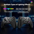 AceGamer Aurora Generation 2.4G Wireless Bluetooth Controller for Windows PC/Android/Switch/iOS/Steam Deck, Hall Joysticks and RGB Light- Upgraded PC Gaming Controller and Back Buttons Lock (Black)