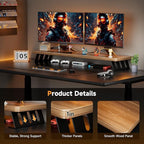 NestNeat Dual Monitor Stand Riser, 39 Inch Large Wood Monitor Stands for 2 Monitors, Desk Monitor Riser for Computer/Laptop/Printer/TV, Stand Riser up to 220 lbs