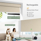 ZSHINE Motorized Blackout Roller Blinds Customize Width Remote Control Wireless and Rechargeable Roller Shades for, Home, Office, Hotel, Restaurant and Cinema(82067C)