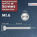 Kozelo 30pcs Socket Head Cap Screws - [M1.6-0.35 x 18mm] 304 Stainless Steel Allen Socket Drive for Electrical Motor 3D Printing Fan Engine Replacement Use, Silver