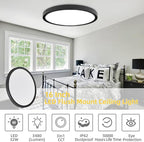 RLEDPZTX Led Flush Mount Ceiling Light,16 Inch 32w 3480lm,3000k/4000k/6000k 3CCT Selectable, Round Modern Flat Panel Super Slim Led Ceiling Light,for Living Dining Kitchen Bedroom Room (2Pack-Black)