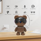 dzcctvipc Cute Bear 2K Robot & Pet Camera – Hidden Indoor Security, Motion & Baby Cry Detection, Privacy Mode, 5G Dual-Band, Pan & Tilt, Full HD Night Vision, 24/7 Recording, 2-Way Audio