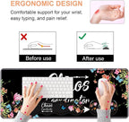Ergonomic Keyboard Wrist Rest & Mouse Pad Wrist Rest Set, Chaos Coordinator Quote Vintage Watercolor Floral Large Gaming Desk Mat 31.5"x 11.8" with Memory Foam, Easy Typing Pain Relief for Home Office