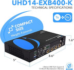 OREI 1x4 HDMI Extender Splitter Over Single CAT6/7 Cable 4K@60Hz with HDBaseT, HDR, HDCP 2.2 with IR Remote EDID Management - Loop Out - Up to 400 Ft - Low Latency