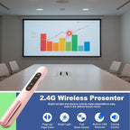 QUI Presentation Clicker for PowerPoint, RF 2.4GHz USB Wireless Presenter Remote with Volume Control, PowerPoint Clicker Slide Advancer for Mac, Windows, Laptop, Keynote