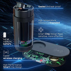 Temperature Control Heated Coffee Mug Smart Self Heating Travel Mug 12 Oz App Controlled Warmer Mug 4-10 Hour LED Display Keep Coffee Hot Fast Wireless Charger Base Iron Black