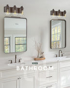 METWET 3-Light Bathroom Light Fixtures, Modern Vanity Light with Cylinder Clear Glass Shade, Vanity Lighting Fixtures Over Mirror, Oil Rubbed Bronze, VL143-ORB-3