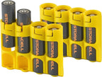 AA Battery Storage Caddy by Storacell (2 Pack), Yellow, Holds 4 Batteries (Not Included)