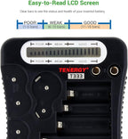 Tenergy T-333 Universal Battery Tester, LCD Display, Cell Checker, Multi-Purpose Small Battery Tester, for AA, AAA, C, D, 9V, CR123A, CR2, CRV3, 2CR5k CRP2, and Button Cell Batteries