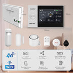 WiFi Wireless Alarm System for Home Security - 24/7 Protection Smart Home Devices 4.3" Touch Screen, GSM/4G+WiFi, App Instant Alerts, No Monthly Fee, Alexa Compatible for Villa, Kids Safety(24Pcs)