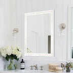 Tanmicoshomy White Shell Framed Rectangular Wall Mirrors for Bathroom, 24x36 Inch Mosaic Mirror for Bedroom Living Room or Entryway, Wall Mounted Horizontal or Vertical Hanging