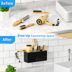NIUBEE Hair Dryer Holder, Hair Tool Organizer Wall Mount, Blow Dryer Holder Cabinet Door, Bathroom Styling and Hot Tools Organizer for Flat Irons, Curling Irons (Black)