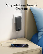 VRURC Portable Charger with Wall Plug, 10000mAh Slim Portable Charger Built in Cables,PD 20W Fast Charging Power Bank with Cords,USB C Portable Phone Charger Travel Accessories -Black(1 Pack)