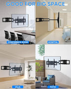 48'' Extension Extra Long Arm TV Wall Mount, Heavy Duty Full Motion TV Wall Mount for 37 to70,75,77,80,85'' Screens, Max VESA 600x400mm, Hold 110 lbs, 16''-24'' Wood Studs/Concrete/Brick Wall