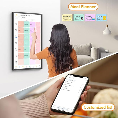 24" Digital Calendar Picture-Frame for-Wall-Planner - Interactive Display Electronic Calendar Picture Frame, Star Reward, Chore Chart, Sync Google iCloud Outlook Calendar, Wall Mount, Gift for Mom Dad