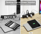 CCCEI Standing Desk Clamp Power Strip with 15 Outlets, Widely Spaced Desktop Edge Mount Surge Protector Outlet, Fast Charging USB-A and USB-C Ports, 4 FT Flat Plug, Black Fit 1.6 inch Table top.