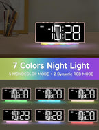 Cadmos Modern Curved Cute Digital Alarm Clock,Colorful Led Display,Adjustable Volume,Weekday/Weekend Mode,Simple Clock for Bedrooms Bedside,Ok to Wake Up for Girls,Kids,Teens (Pink+Dynamic)