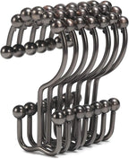 Shower Curtain Hooks, Goowin Shower Curtain Rings, Stainless Steel Shower Curtain Hooks Rust Proof Free Sliding Double Shower Hooks for Curtain, Shower Curtains & Liners (Bronze)
