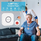 CallToU Caregiver Pager Wireless Call Button Vibration Pager Nurse Calling Alert System for Home Elderly Disabled Patient 1 Transmitters 1 Plug-in Receiver