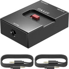 Cubilux 3.5mm Audio Selector, Bidirectional 2-In-1-Out or 1-In-2-Out 1/8-in TRS Headphone Switcher, Ultra-Compact Aluminum Case Passive Toggle A/B AUX Switch Box for PC
