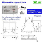 UL Listed 20Pcs 5V Electromagnetic Relay 5 Volt DC Relay Miniature 1NO 1NC 6Amp SPDT with LED Indicator, Socket Base and DIN Rail Module